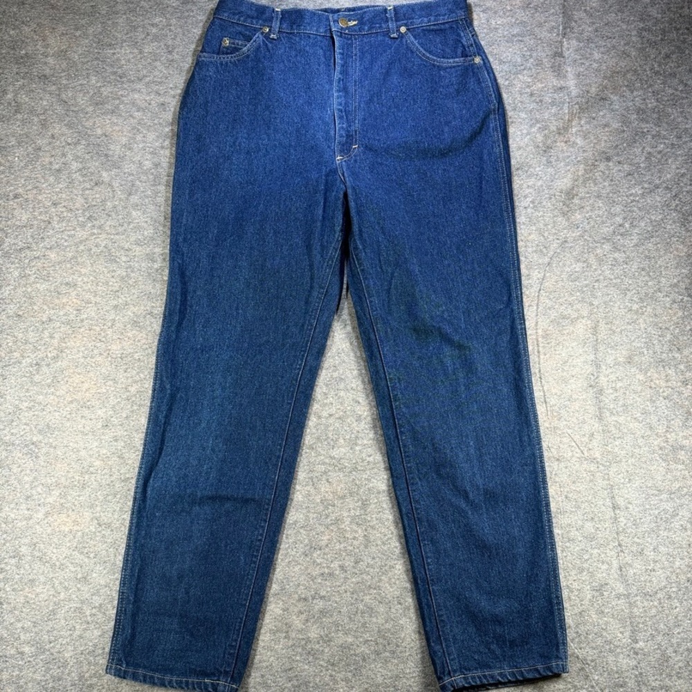 VTG Lee Rider Jeans Womens Sz 18 (32x30) Blue High Rise Mom Jeans USA Union Made